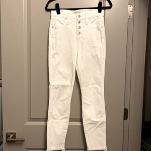 Madewell skinny white raw hem jeans size 26